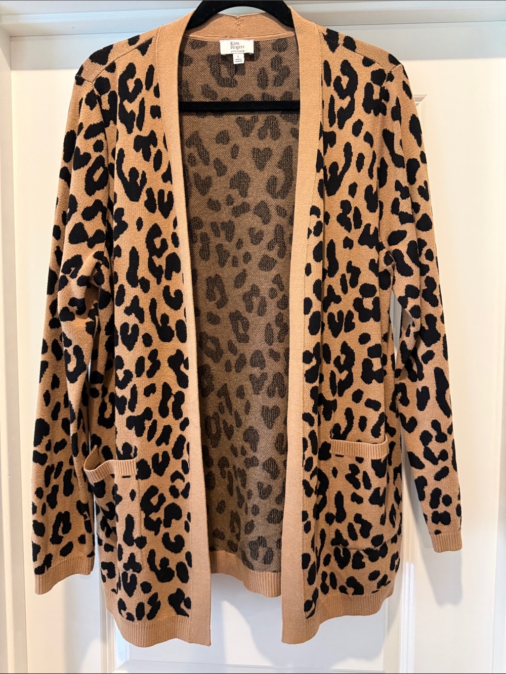 NWOT Leopard Print Open Cardigan Sweater - Camel/Black